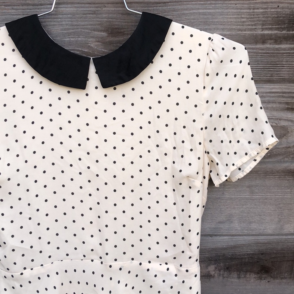 Polka Dot Babydoll Dress w/Collar M